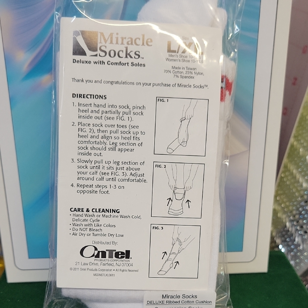 Miracle Socks Deluxe Comfort L/XL - White New In Pack